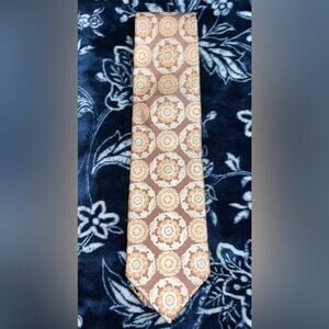 VENTURI UOMO Brown Print 100% Silk Necktie